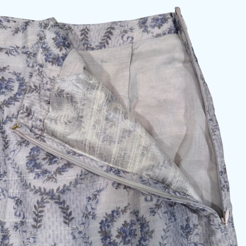 LoveShackFancy Blue Floral Toile Tiered Maxi Skirt Pockets Boho Cottagecore S - Picture 5 of 6